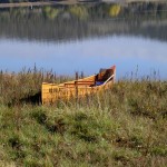 My canoe ''Moondance'' which I built  on the shore .